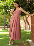 Women Solid Fit and Flare Pure Cotton Midi Dress