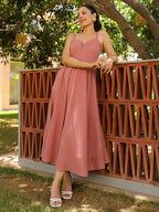Women Solid Fit and Flare Pure Cotton Midi Dress