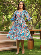 Printed Fit & Flared Midi Ethnic Dresses