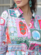 Printed Pure Cotton Fit & Flare Ethnic Dress