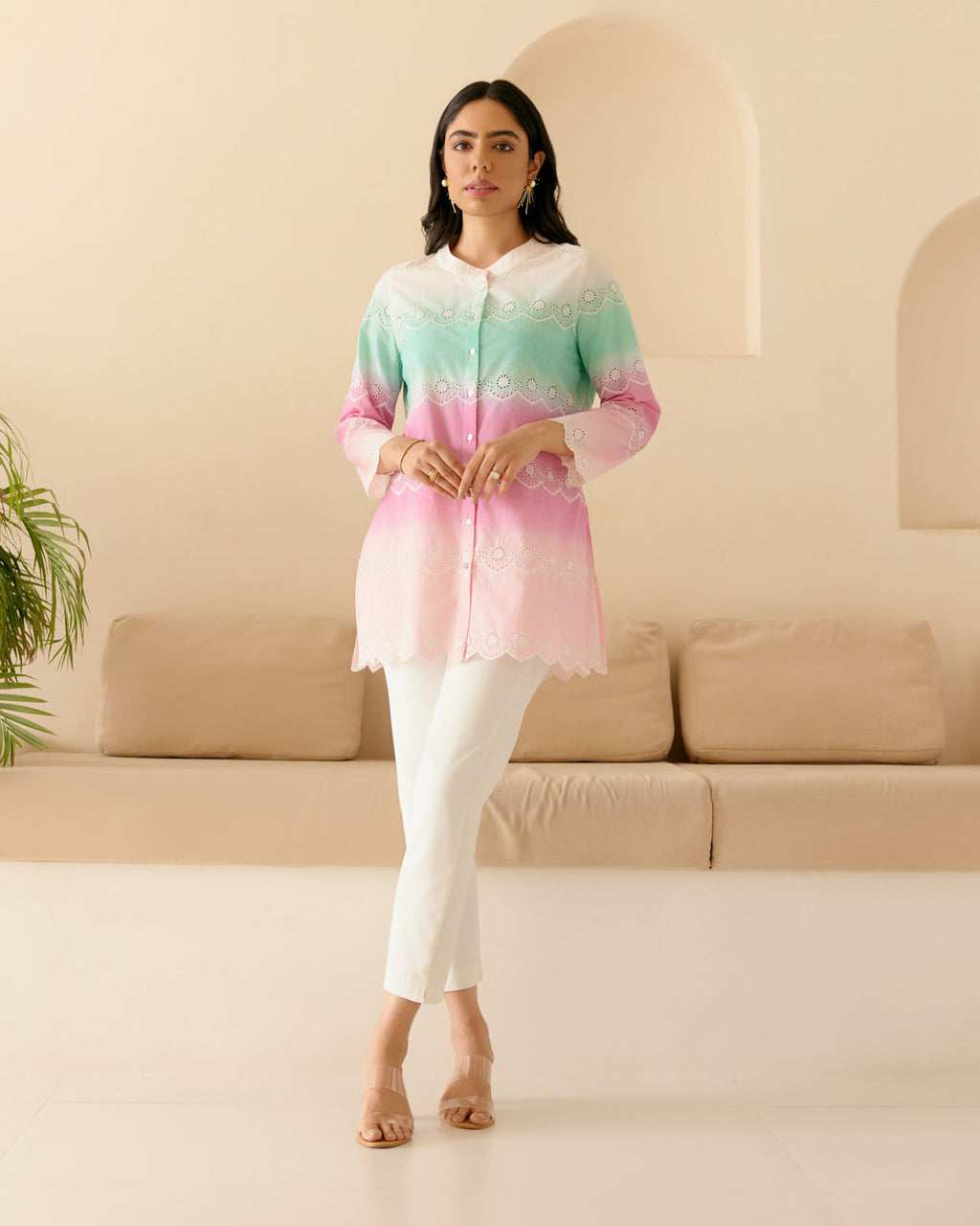 SCHIFFLI SEA GREEN / RANI SHADES SHIRT