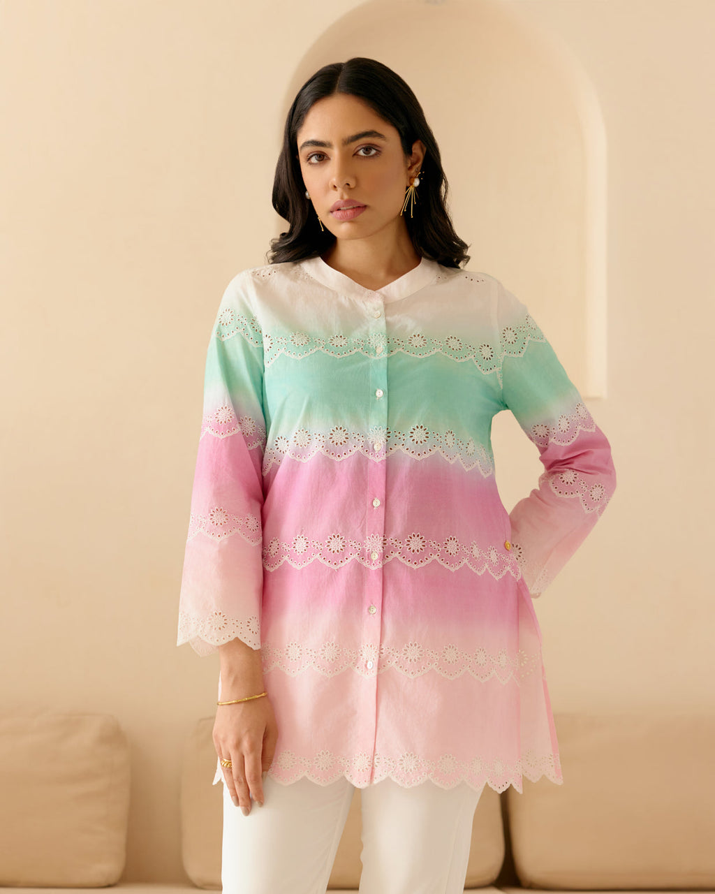 SCHIFFLI SEA GREEN / RANI SHADES SHIRT