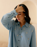 DENIM BLUE BUTTON DOWN SHIRT