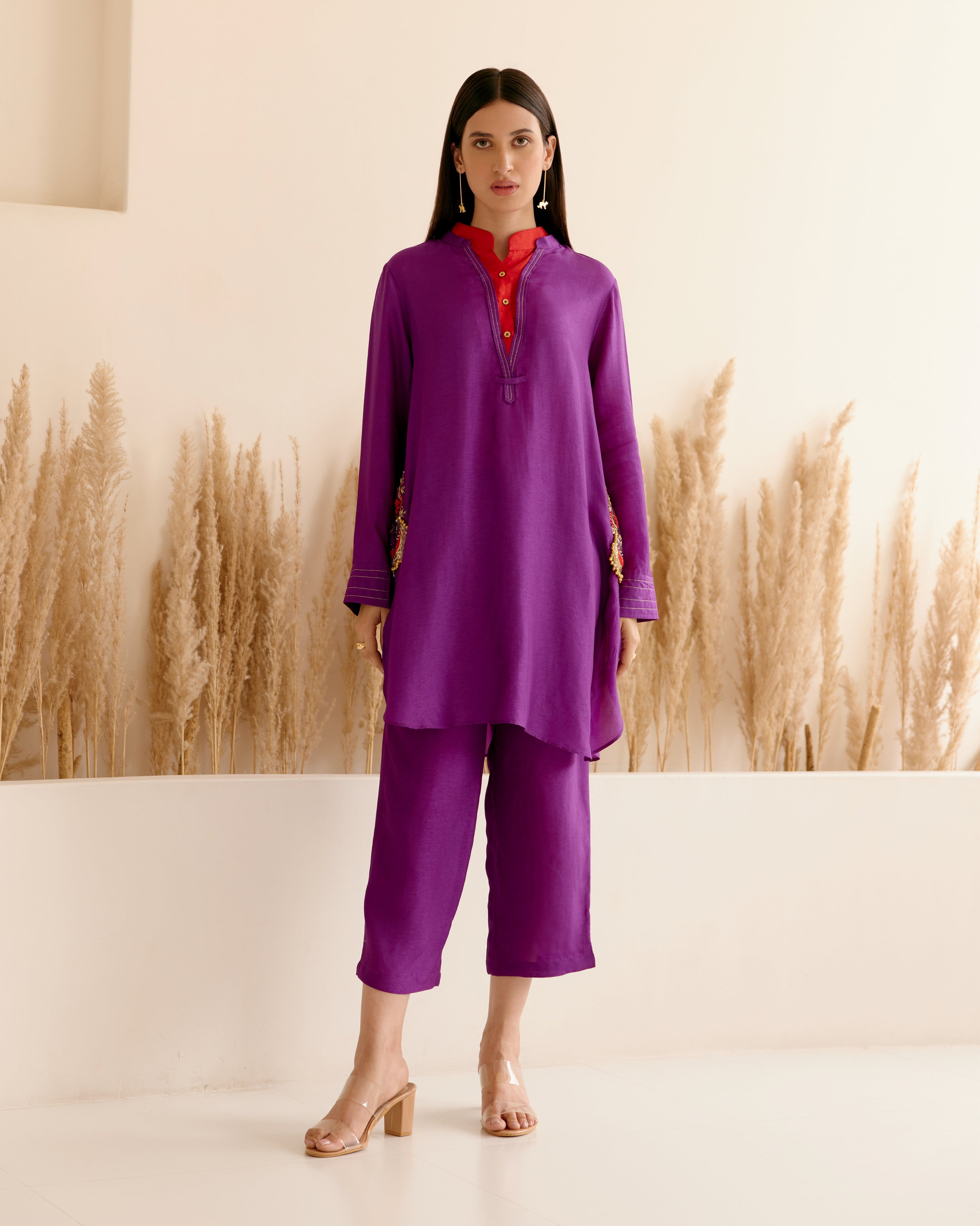 PURPLE DOUBLE COLLAR SHIRT