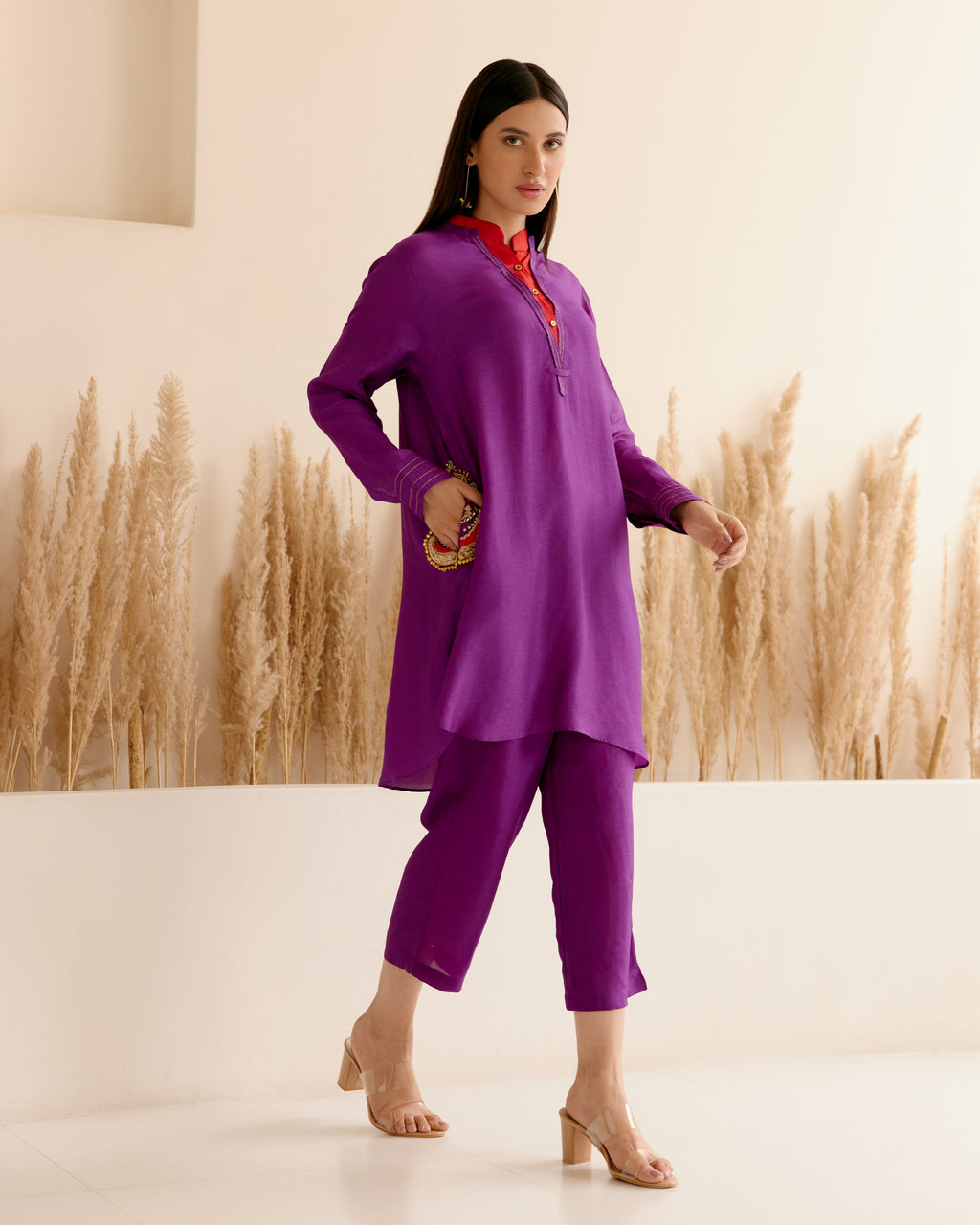 PURPLE DOUBLE COLLAR SHIRT