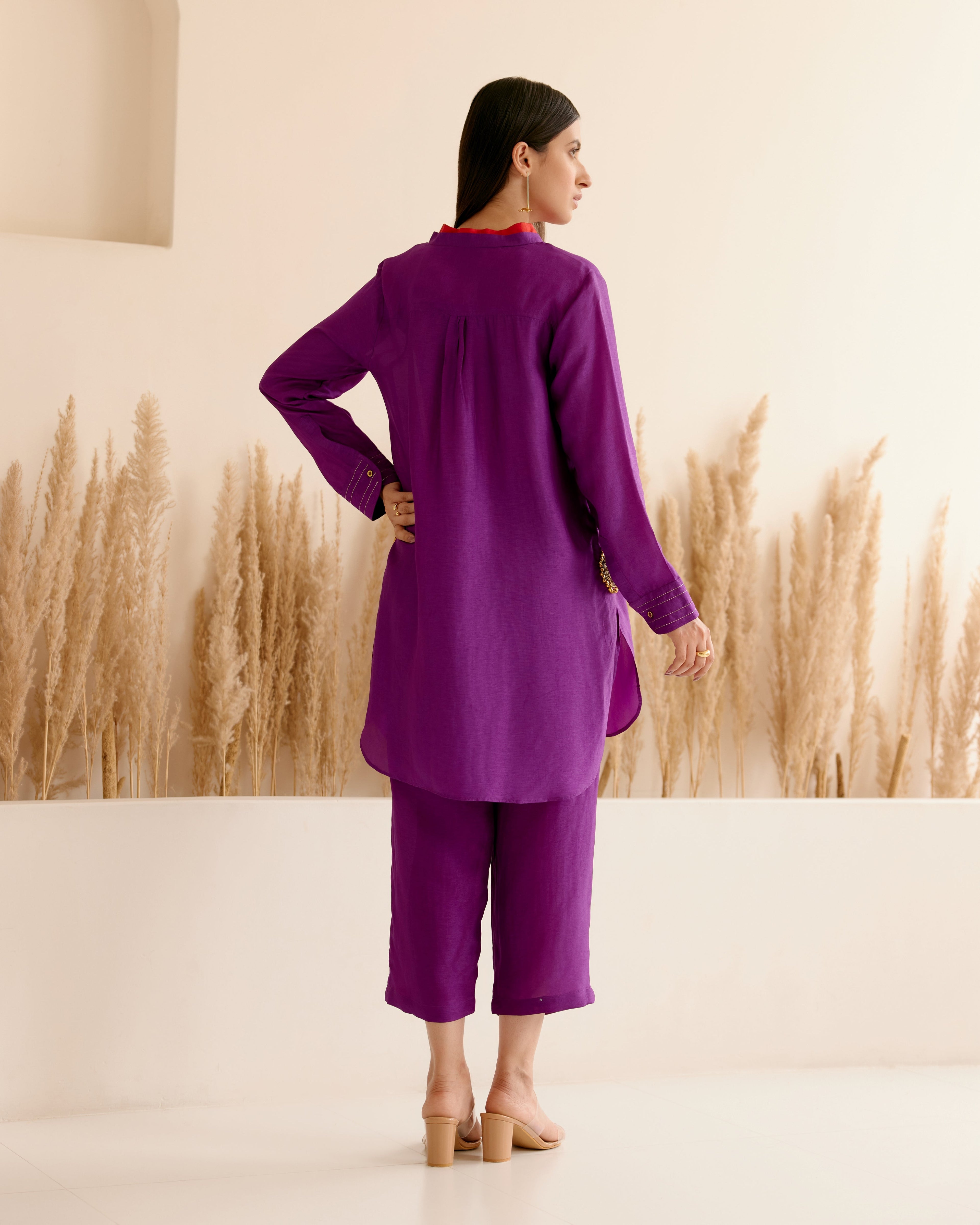 PURPLE DOUBLE COLLAR SHIRT