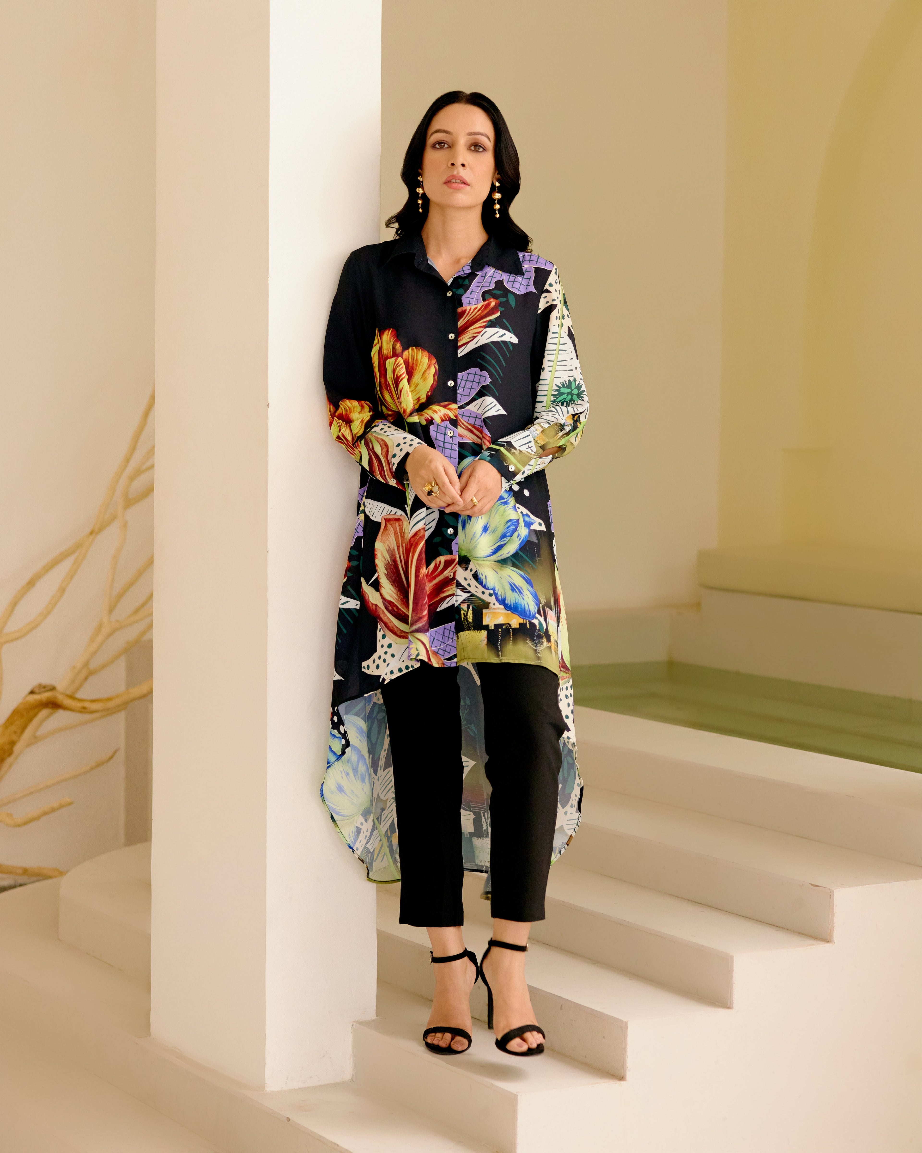 BUSH BLACK SOLAR DRESS