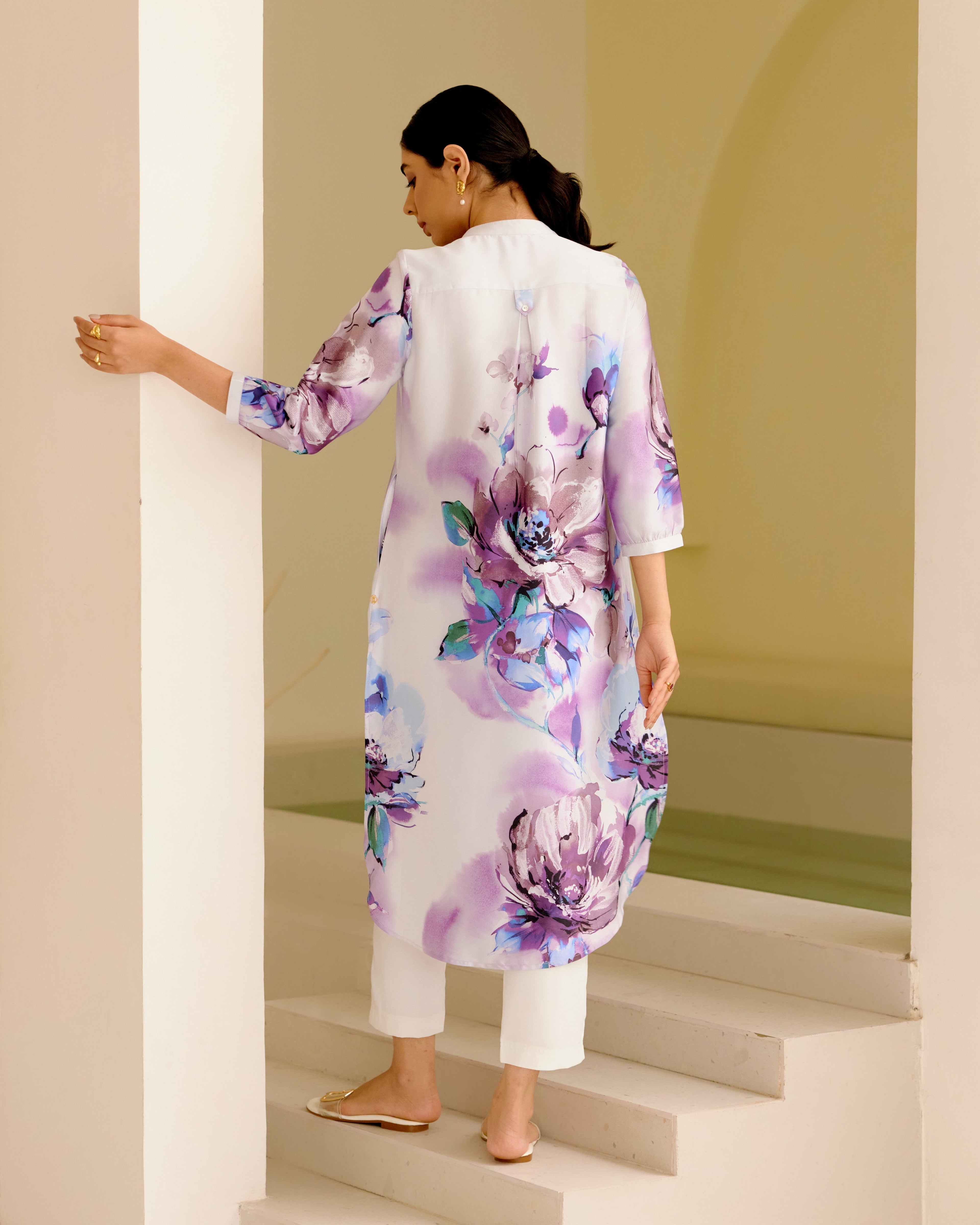 LILAC WIND GATHERED TUNIC