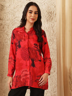RED NEEV CONCEAL BUTTON SHIRT