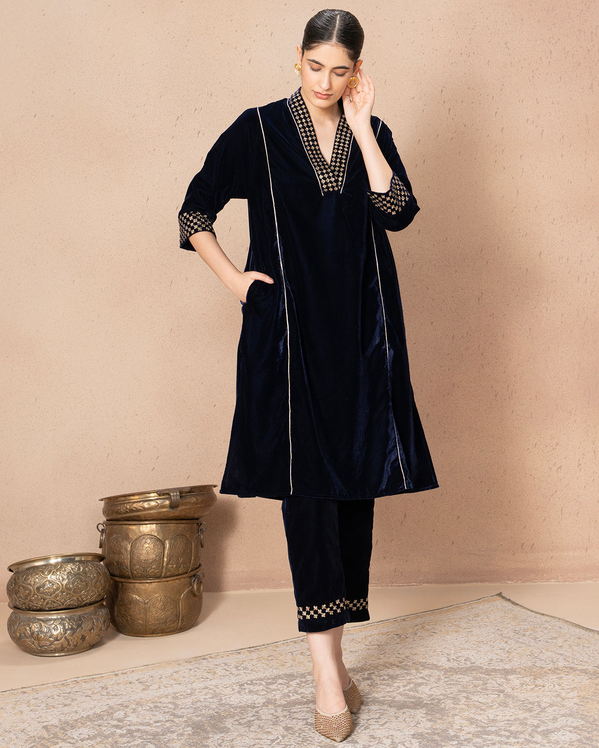 VELVET NAVY KALI TROUSER