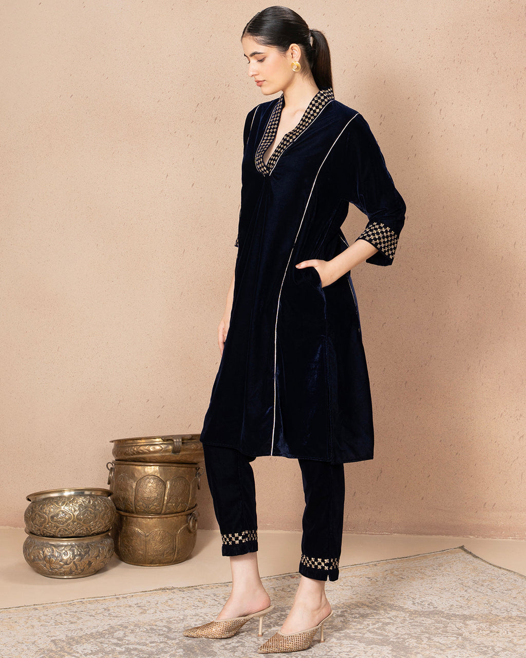VELVET NAVY KALI TROUSER