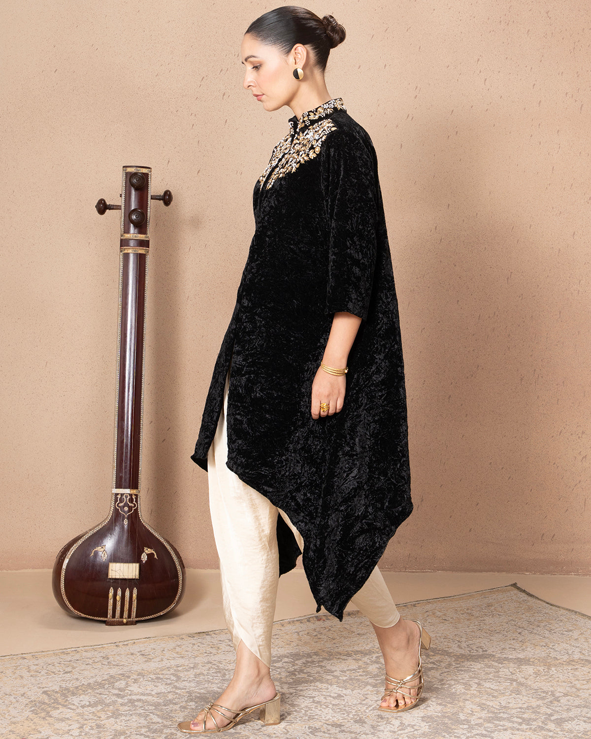 BLACK VELVET NAVYA BEADED TUNIC