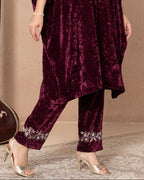 VELVET PLUM EMBELLE PANTS