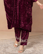 VELVET PLUM EMBELLE PANTS