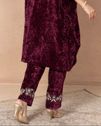 VELVET PLUM EMBELLE PANTS