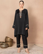BLACK SATIN RADICAL TUNIC