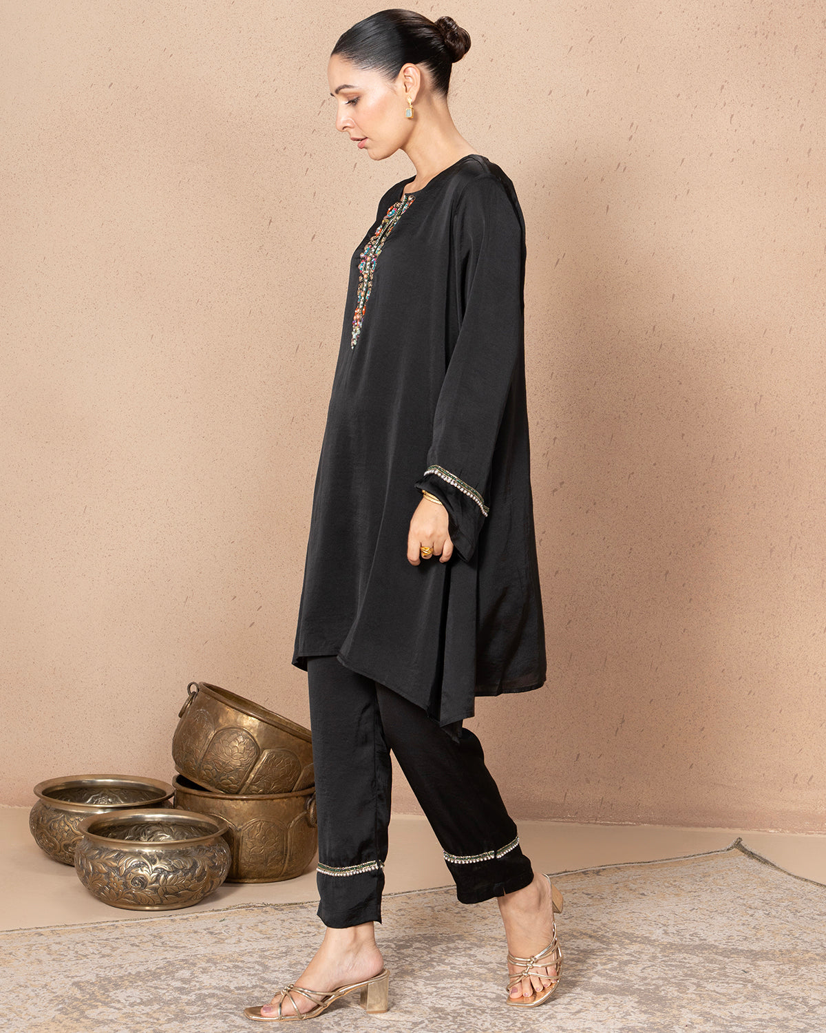 BLACK SATIN RADICAL TUNIC
