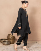 BLACK SATIN RADICAL TUNIC