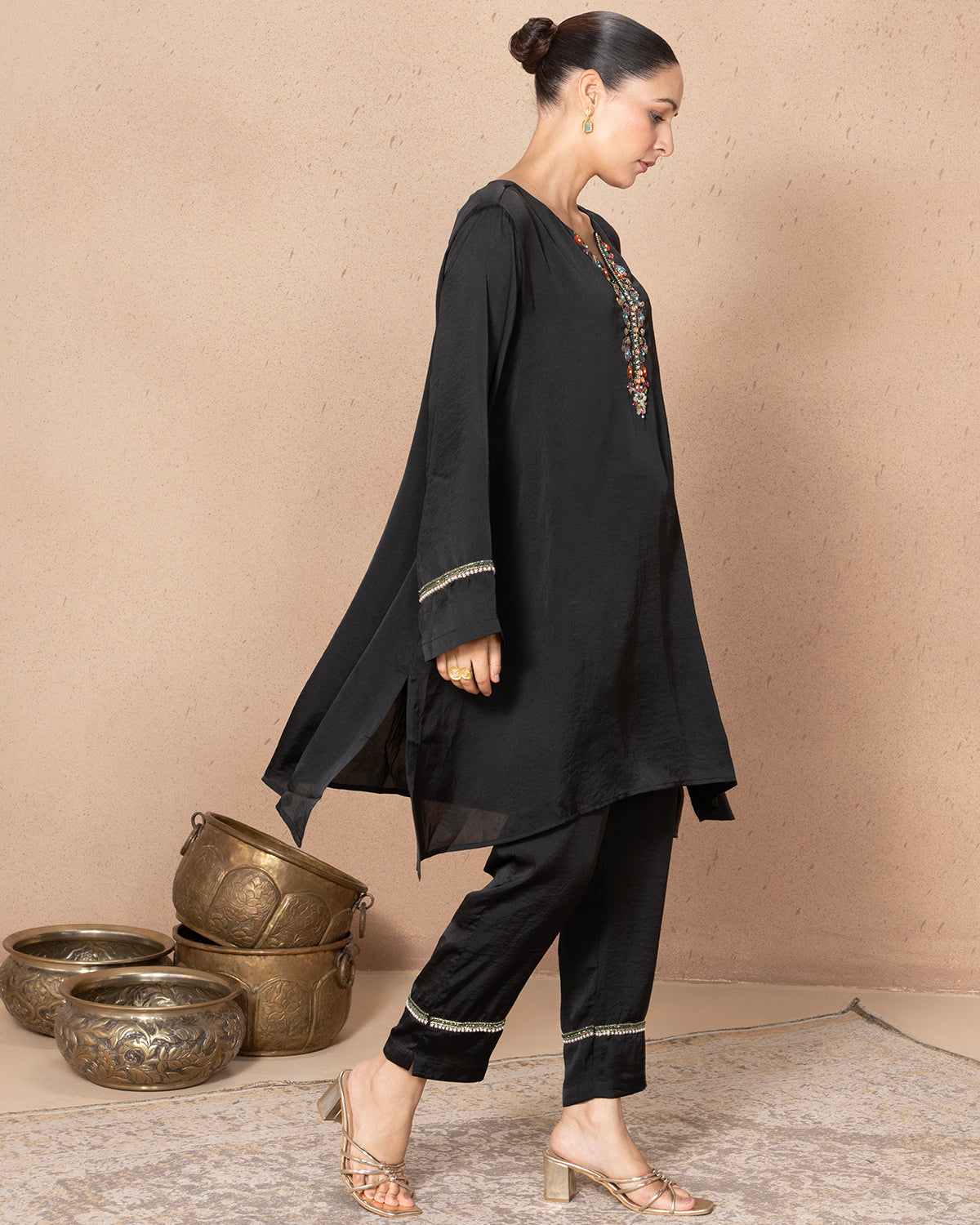 BLACK SATIN RADICAL TUNIC