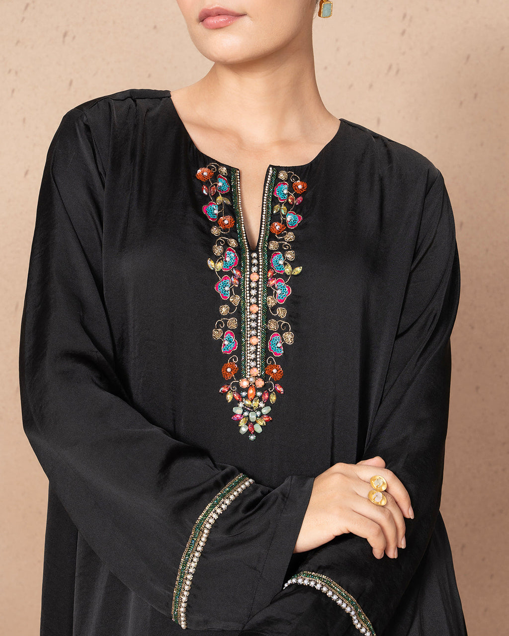 BLACK SATIN RADICAL TUNIC