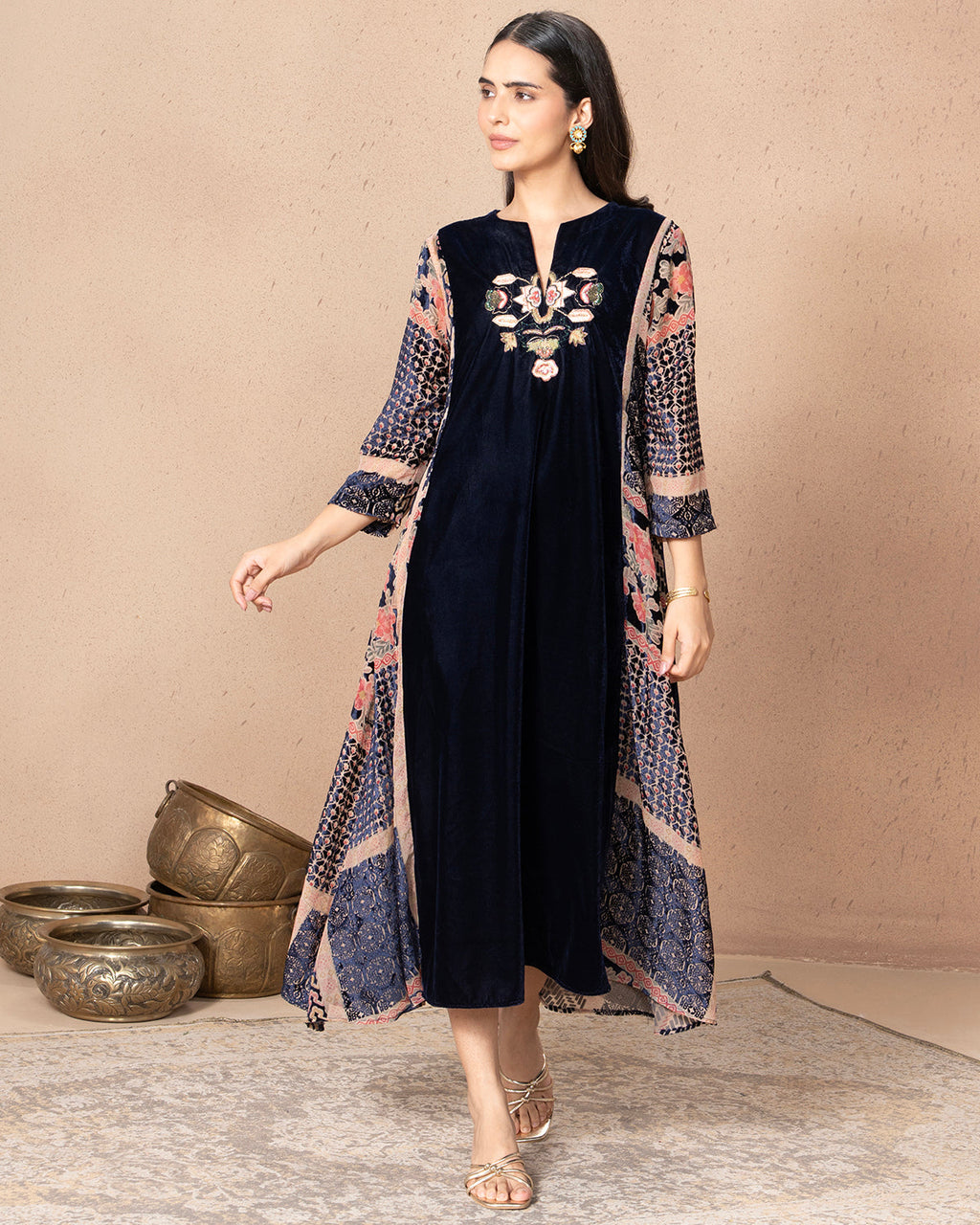 NAVY VELVIQUE TUNIC