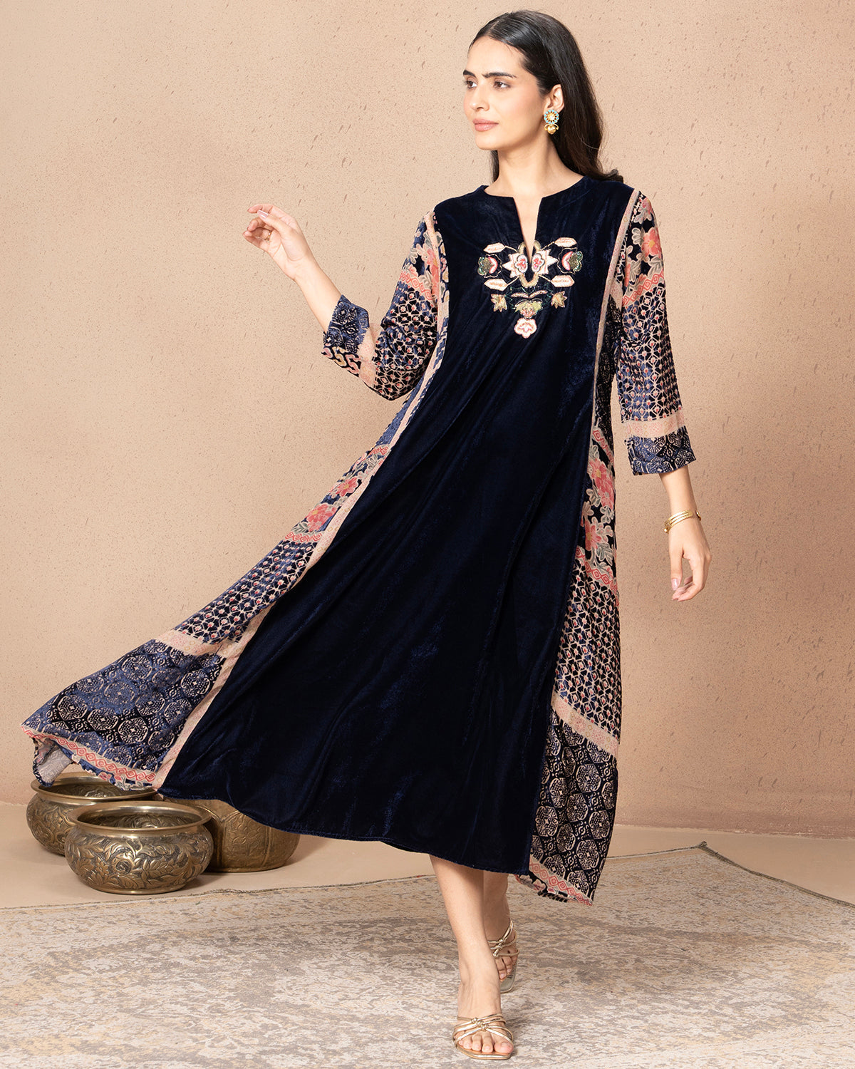 NAVY VELVIQUE TUNIC