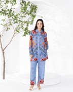 BLUE VANYA COLLARED BUTTON  DOWN SHIRT