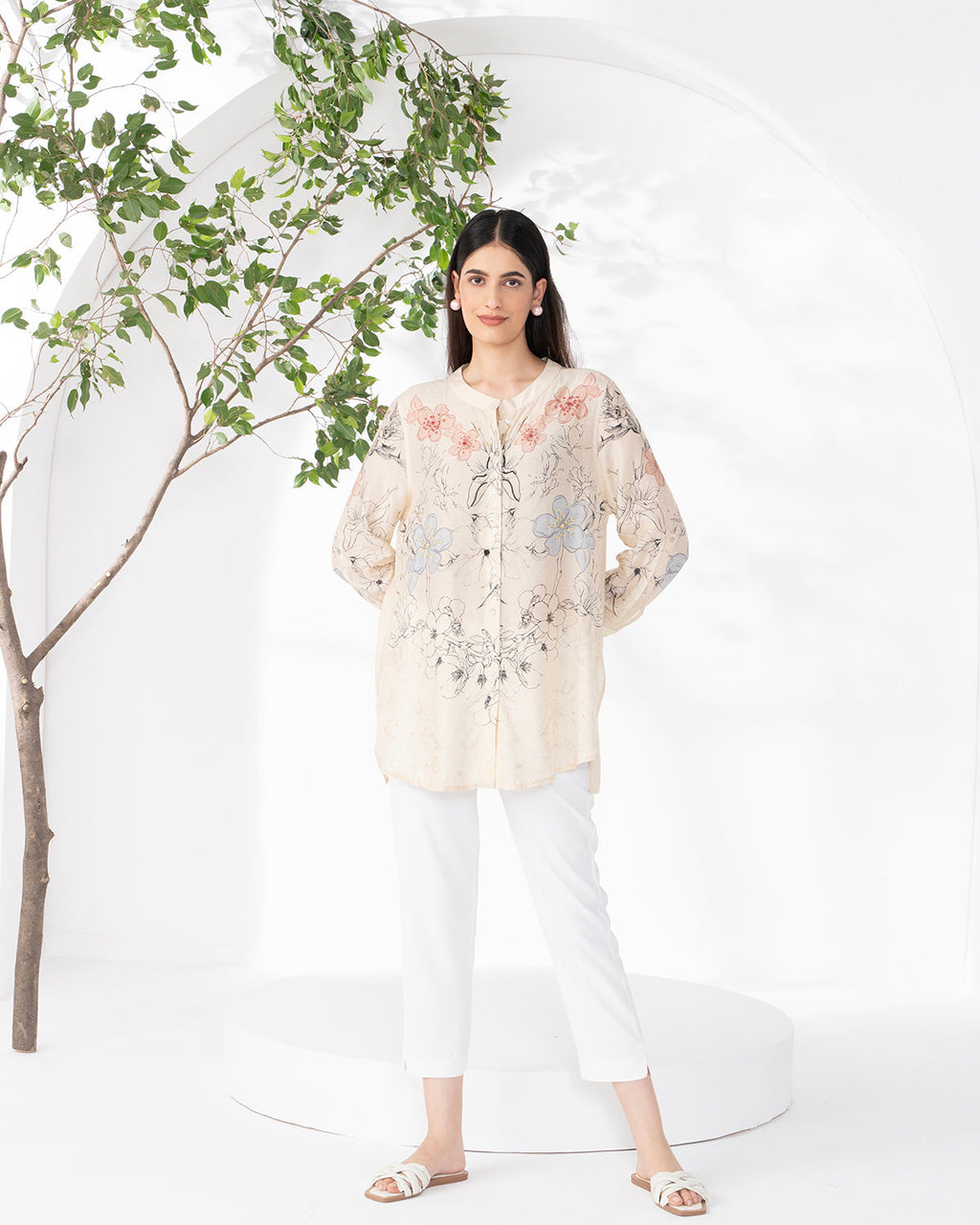 BEIGE DANISH BUTTON DOWN SHIRT