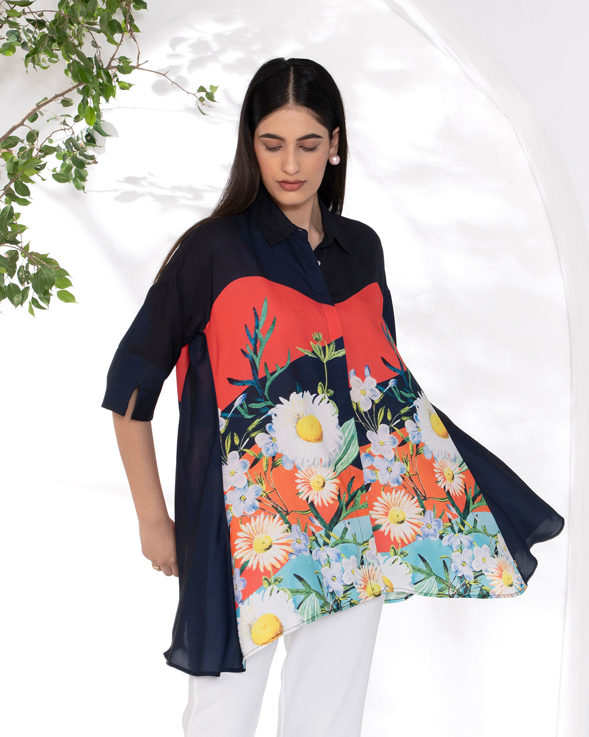 RED SIDE PANEL FIORE SHIRT