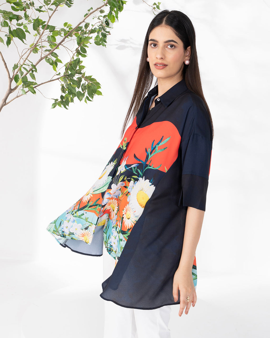 RED SIDE PANEL FIORE SHIRT
