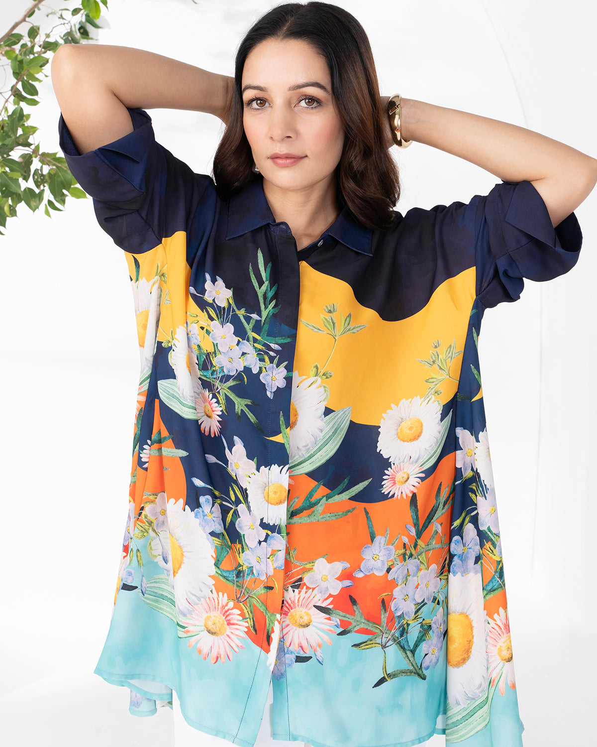 YELLOW SIDE PANEL FIORE SHIRT