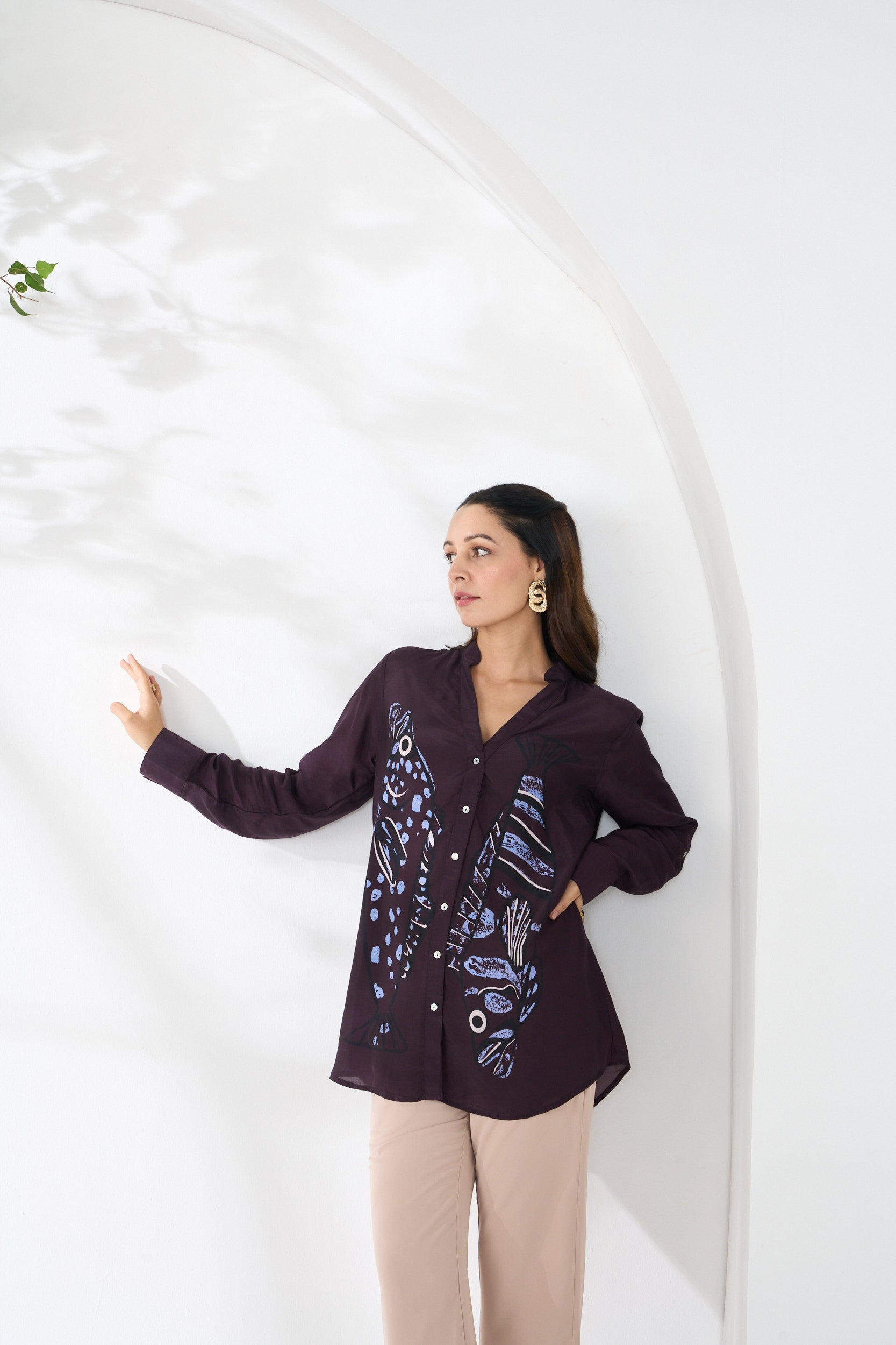 EGGPLANT MIRZA SAMAYA SHIRT