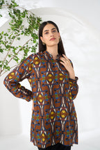 BROWN RAZA CONCEALED BUTTON SHIRT