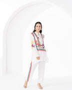 WHITE WEDGE CONCEALED BUTTON SHIRT
