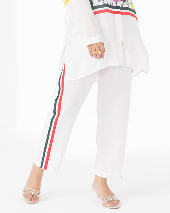 WHITE STRIPEY WEDGE PANTS