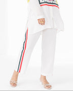 WHITE STRIPEY WEDGE PANTS