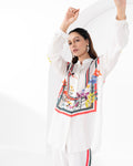 WHITE WEDGE CONCEALED BUTTON SHIRT
