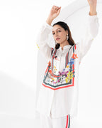 WHITE WEDGE CONCEALED BUTTON SHIRT