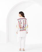 WHITE WEDGE CONCEALED BUTTON SHIRT