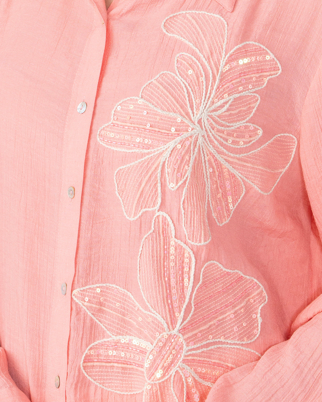 PEACH FLORET CRYSTALLINE SHIRT