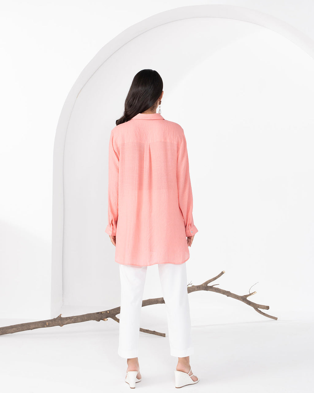 PEACH FLORET CRYSTALLINE SHIRT