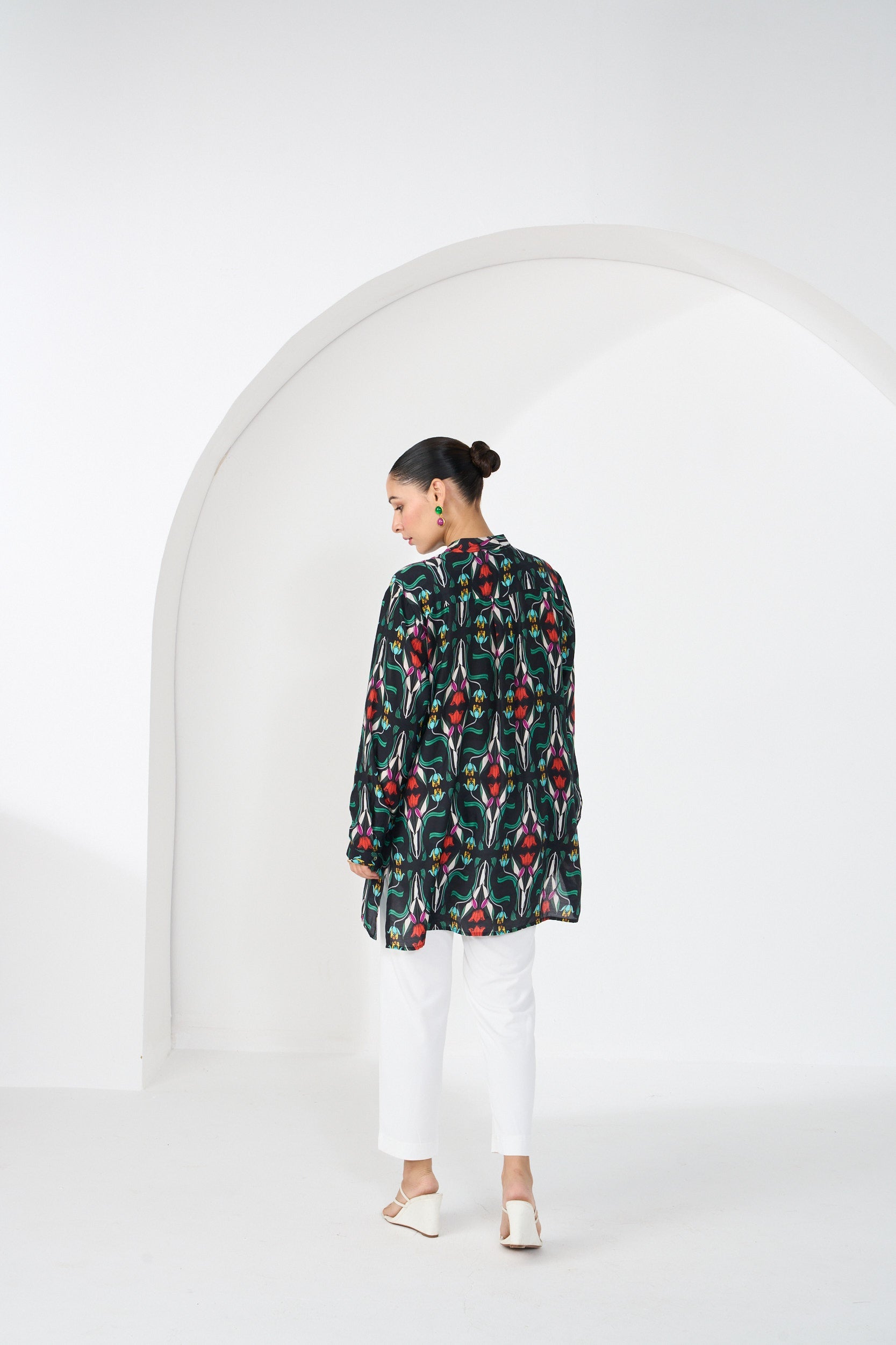 BLACK RAZA CONCEALED BUTTON SHIRT