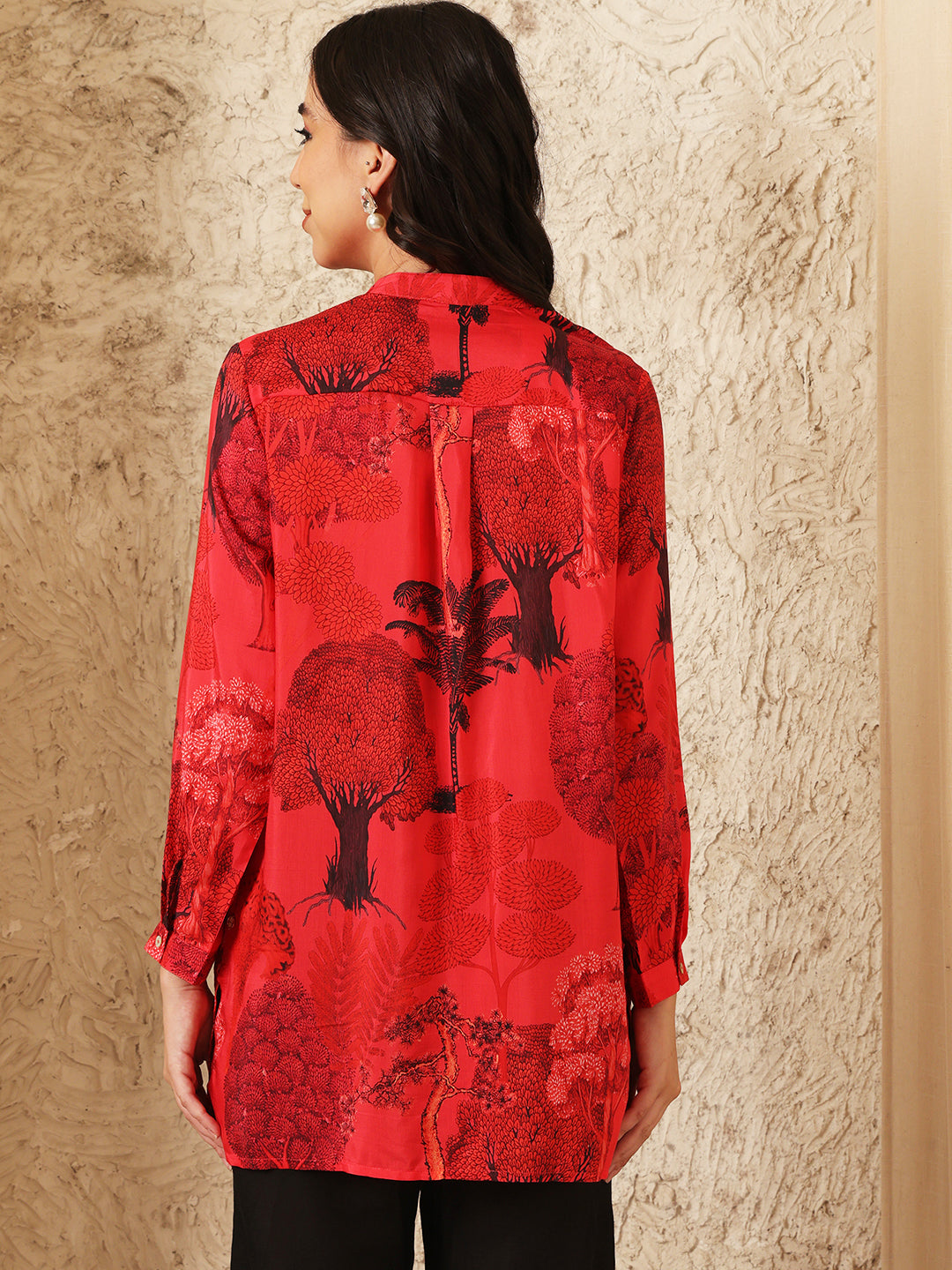 RED NEEV CONCEAL BUTTON SHIRT