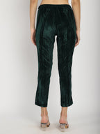 VELVET EMERALD GREEN SIDE ZIP PANT