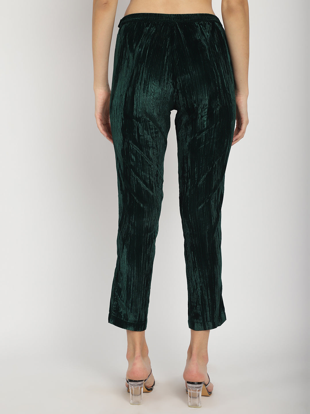 VELVET EMERALD GREEN SIDE ZIP PANT