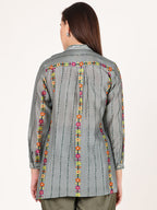 LINES GREY CONCEAL BUTTON SHIRT