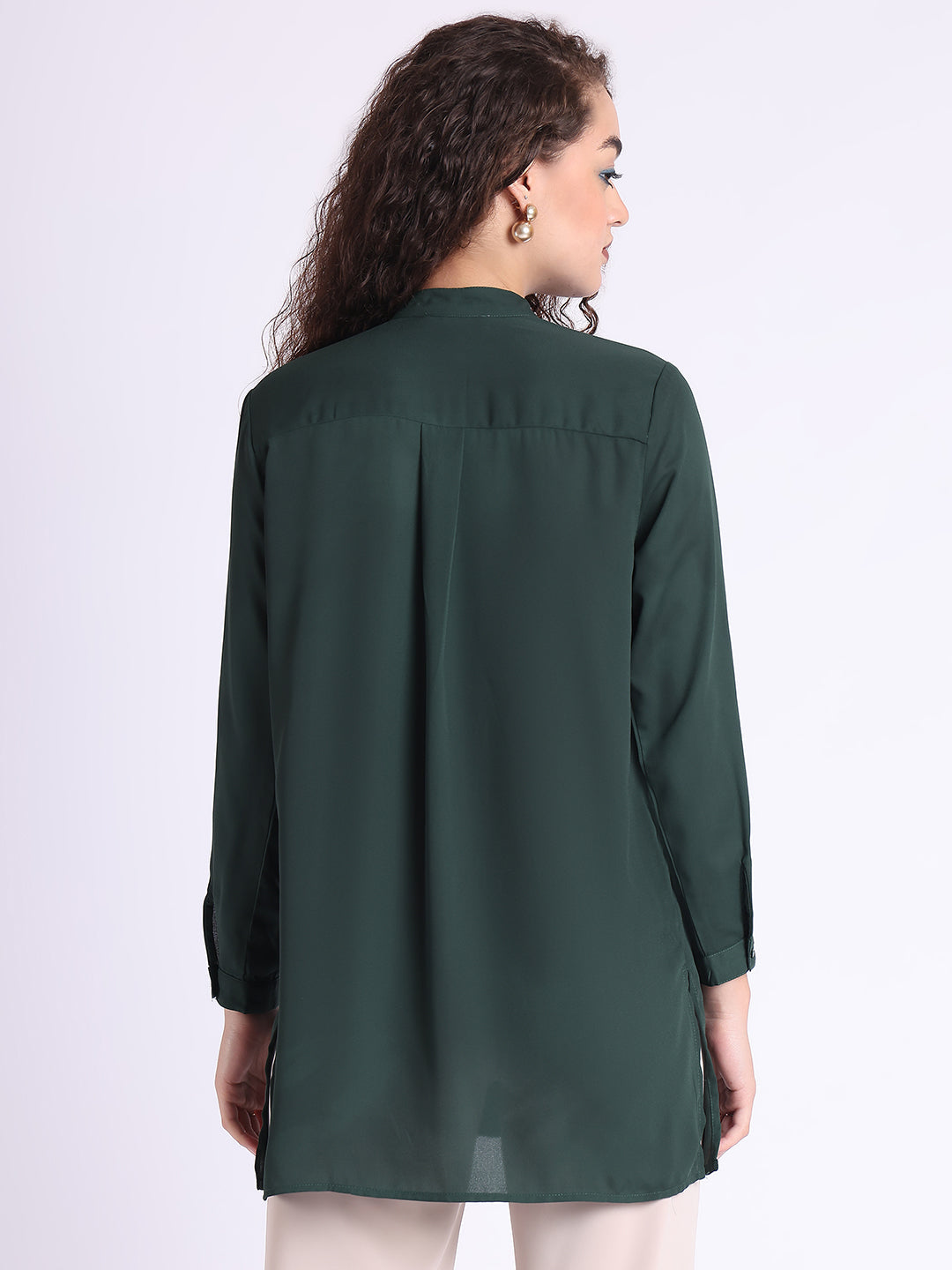 EMERALD FEATHER CONCEAL PLACKET SHIRT
