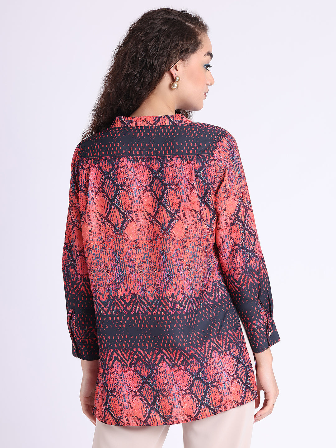 ORANGE SNAKE BUTTON DOWN SHIRT