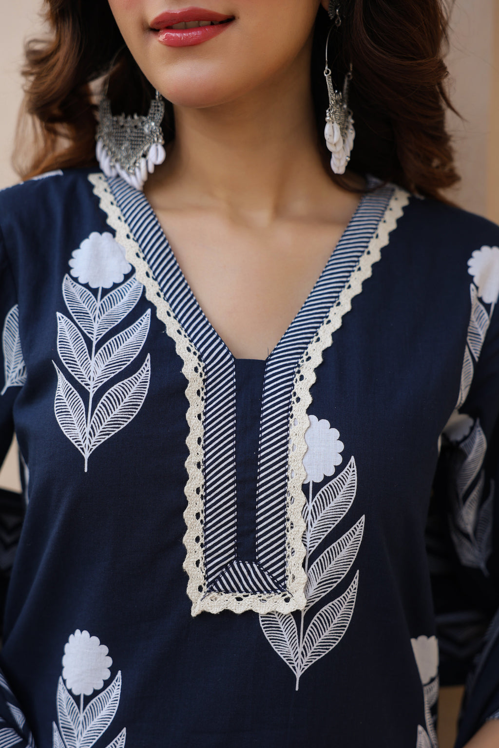 Ethnic Motifs Printed Pure Cotton Kurta with Trousers & With Dupatta