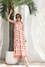 Floral-Printed Knitted Midi Ethnic Dresses